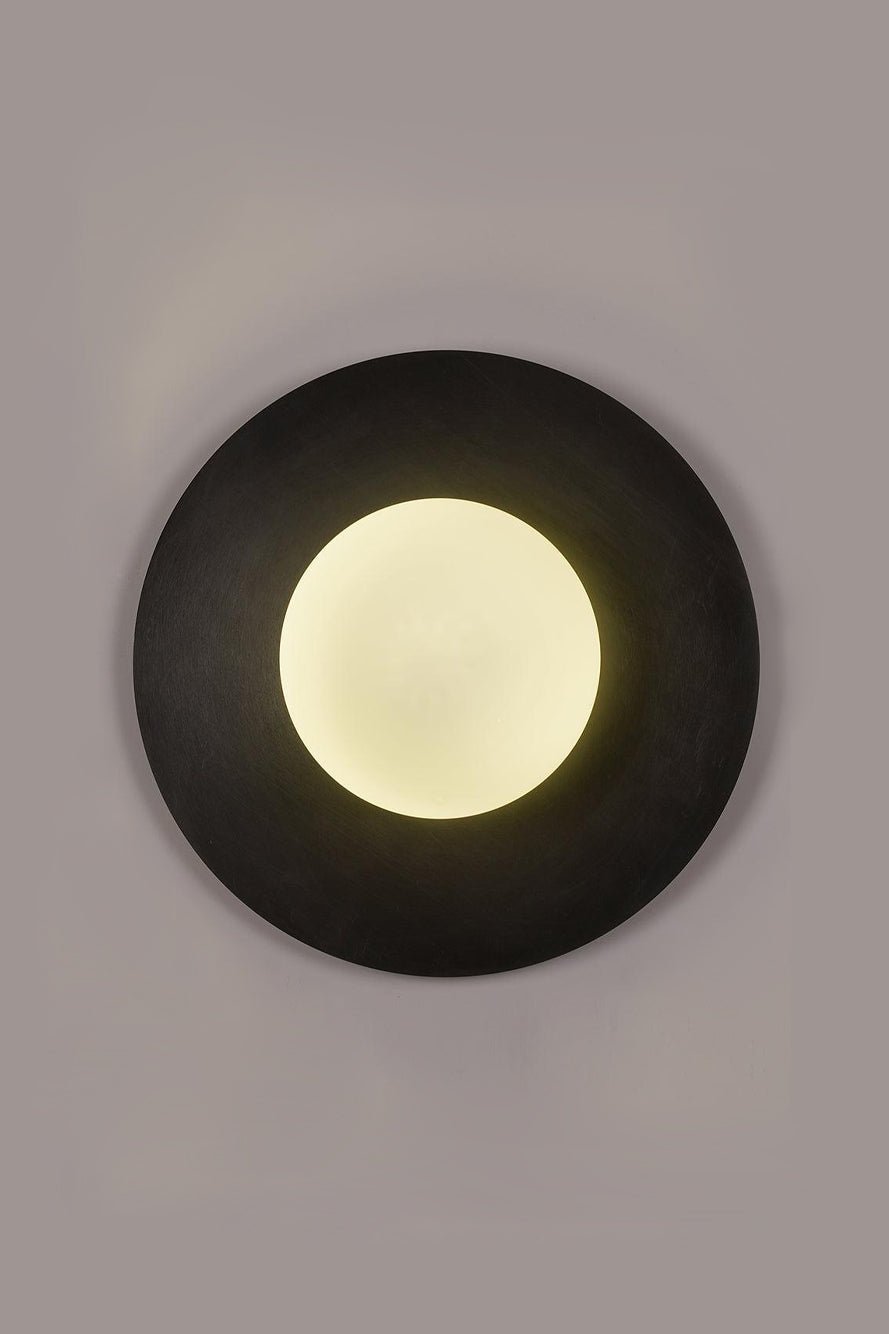 Round Glass Wall Lamp | Glass & Iron | 20cm or 30cm Diameter