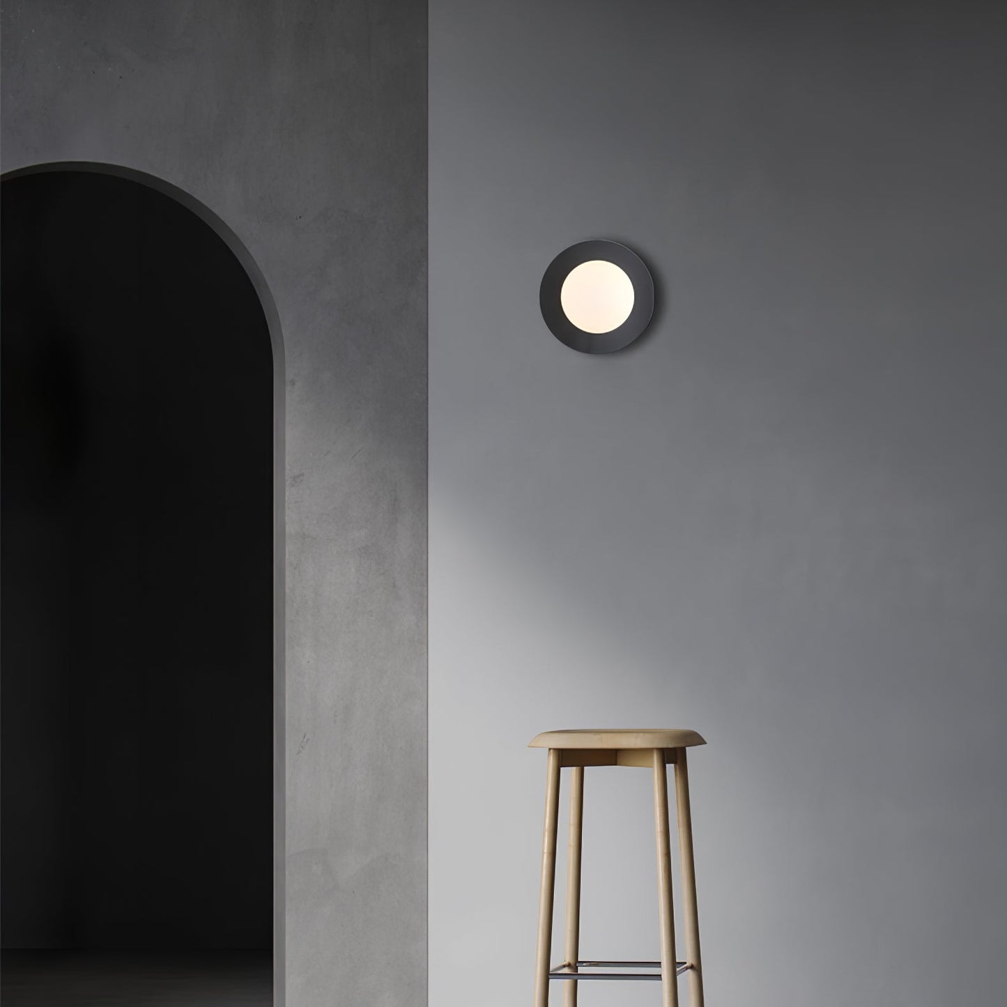 Round Glass Wall Lamp | Glass & Iron | 20cm or 30cm Diameter