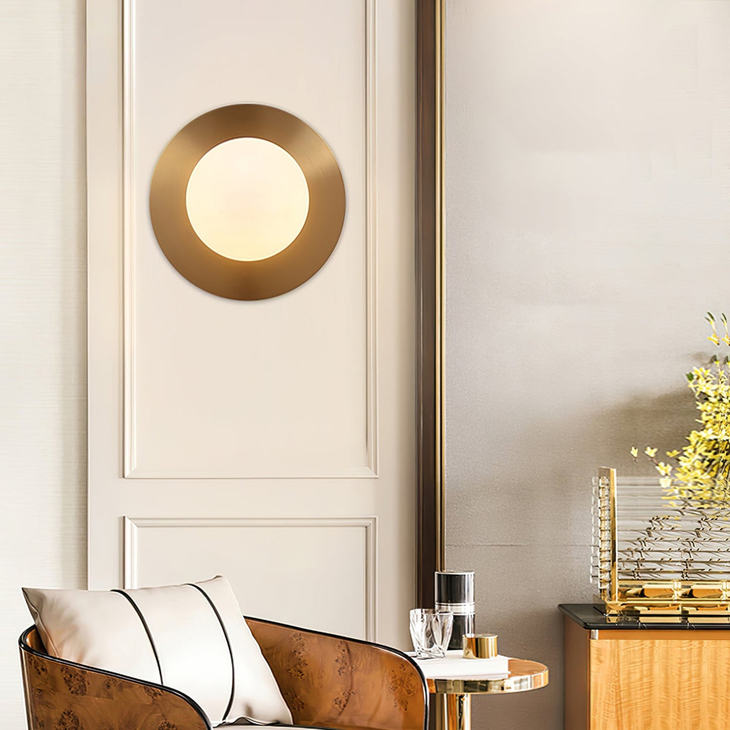 Round Glass Wall Lamp | Glass & Iron | 20cm or 30cm Diameter