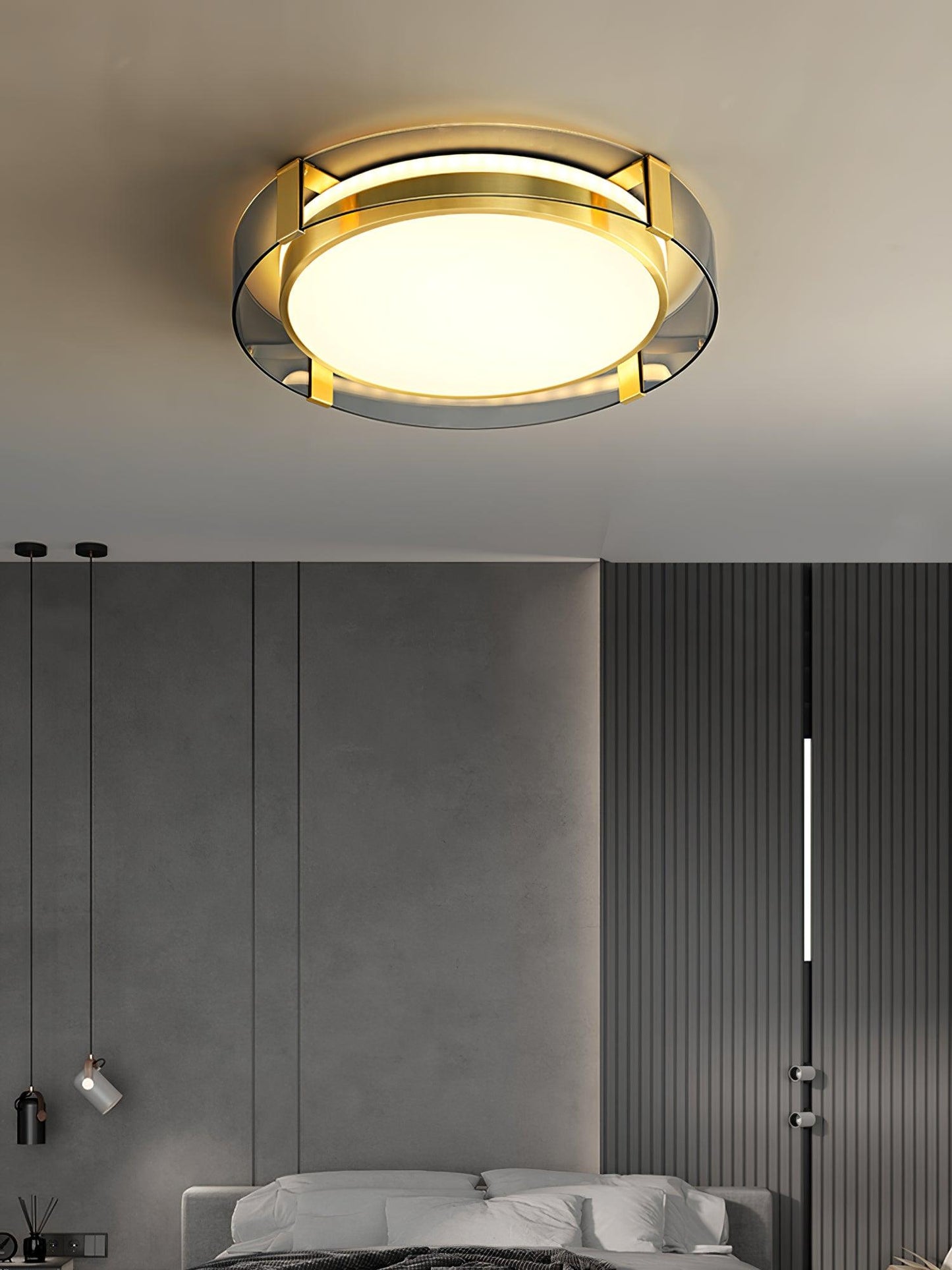 Flush Mount Ceiling Light | Integrated LED | Gold Finish, Multiple Sizes