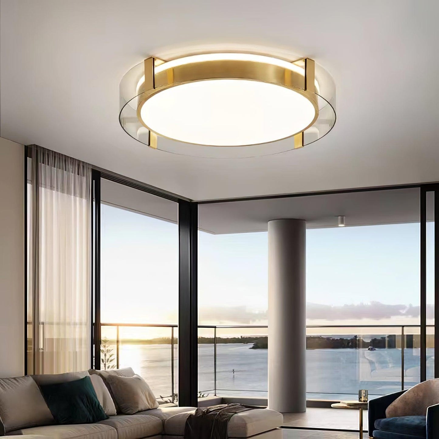 Flush Mount Ceiling Light | Integrated LED | Gold Finish, Multiple Sizes