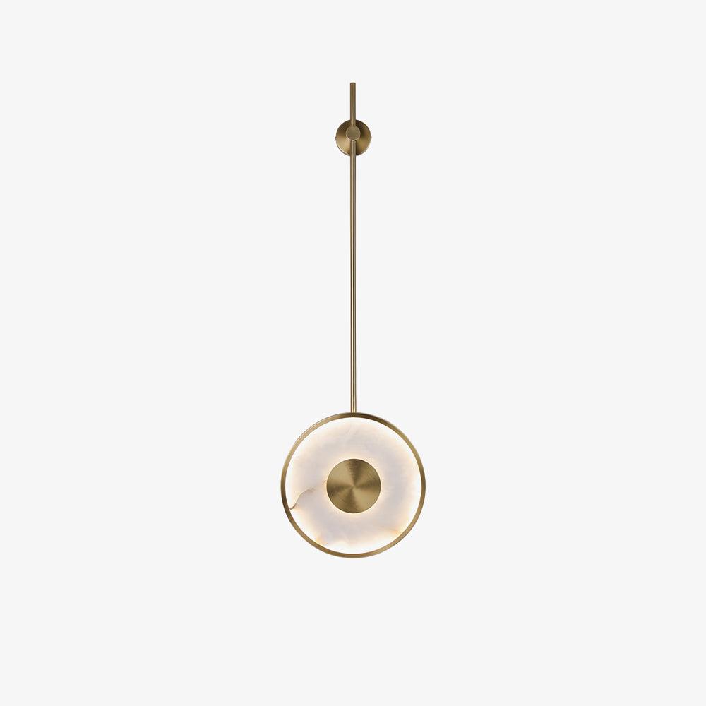 Round Wall Lamp | Hand-Carved Alabaster & Brass | Set of 2