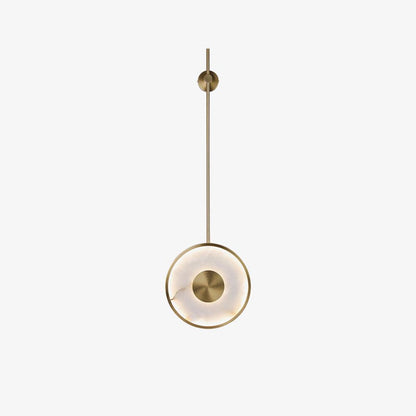 Round Wall Lamp | Hand-Carved Alabaster & Brass | Set of 2
