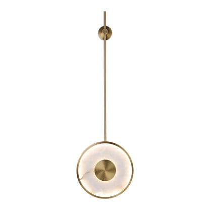 Round Wall Lamp | Hand-Carved Alabaster & Brass | Set of 2