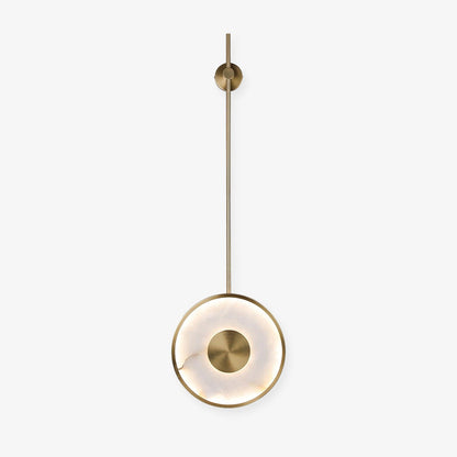 Round Wall Lamp | Hand-Carved Alabaster & Brass | Set of 2