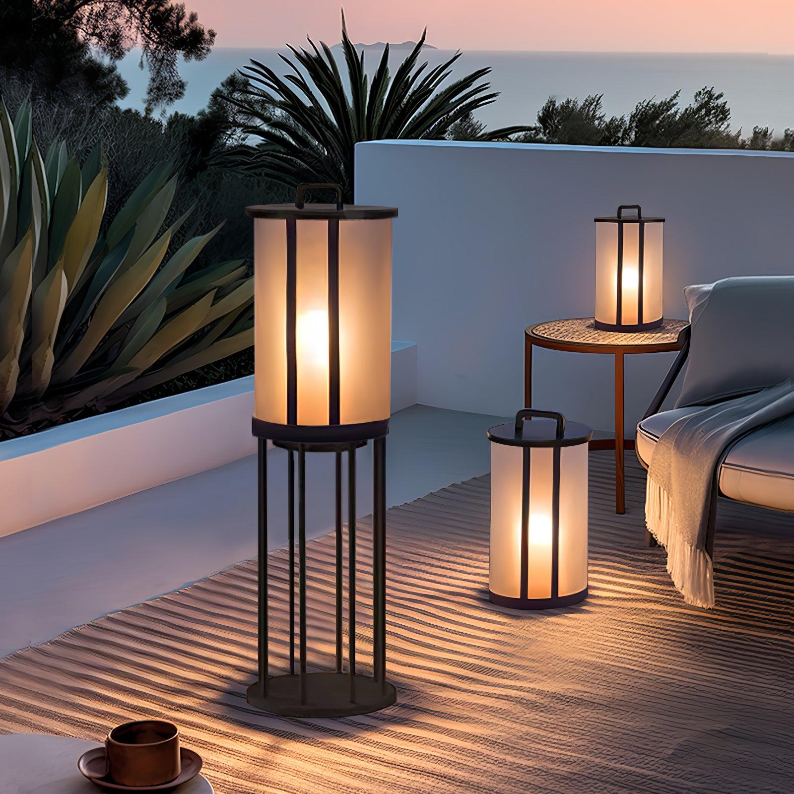 Round Pillar Acrylic Lantern Outdoor Lamp