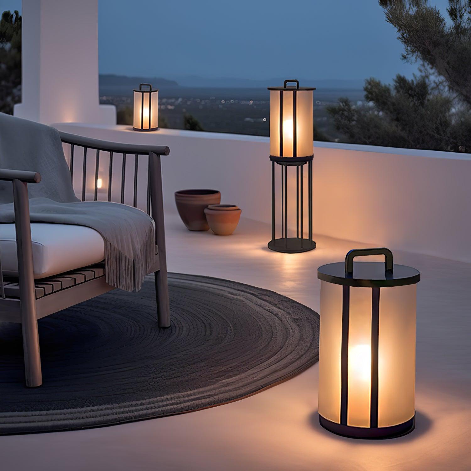 Round Pillar Acrylic Lantern Outdoor Lamp