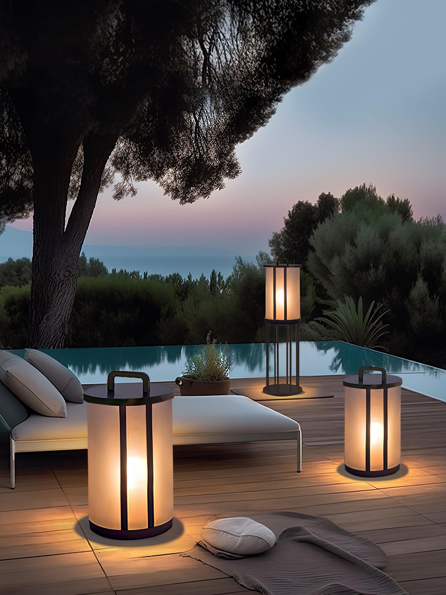 Round Pillar Acrylic Lantern Outdoor Lamp