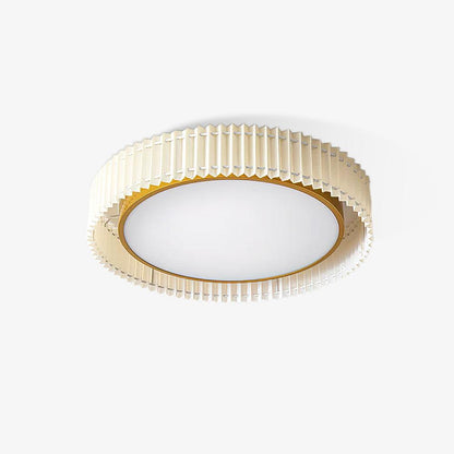 Round Pleated Ceiling Lamp | Fabric & Metal | Beige, Multiple Sizes