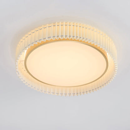 Round Pleated Ceiling Lamp | Fabric & Metal | Beige, Multiple Sizes