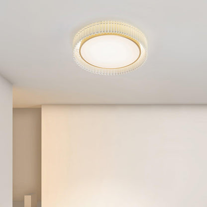 Round Pleated Ceiling Lamp | Fabric & Metal | Beige, Multiple Sizes