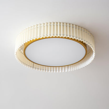 Round Pleated Ceiling Lamp | Fabric & Metal | Beige, Multiple Sizes