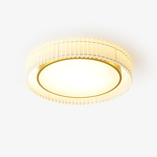 Round Pleated Ceiling Lamp | Fabric & Metal | Beige, Multiple Sizes