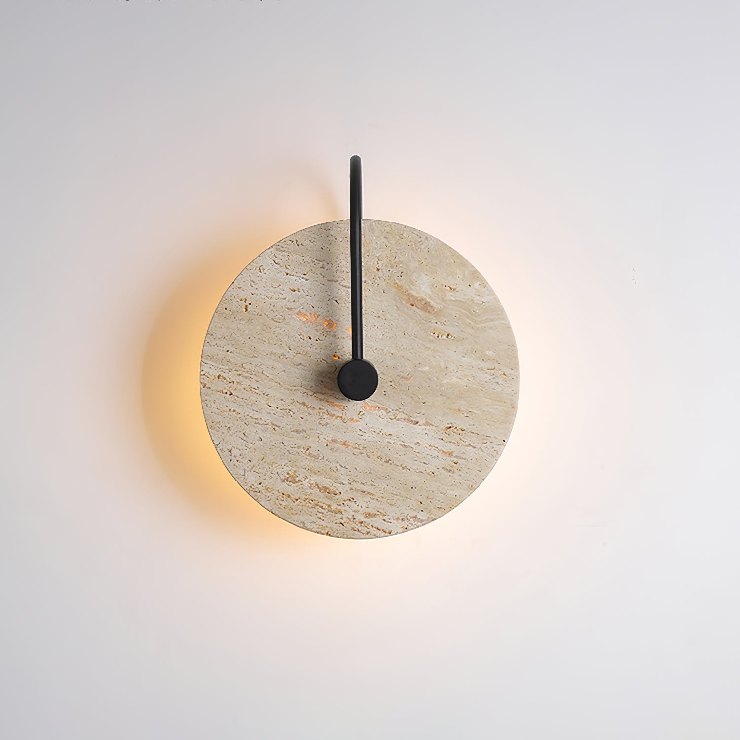 Round Wall Lamp | Travertine & Alabaster Stone | Yellow Finish