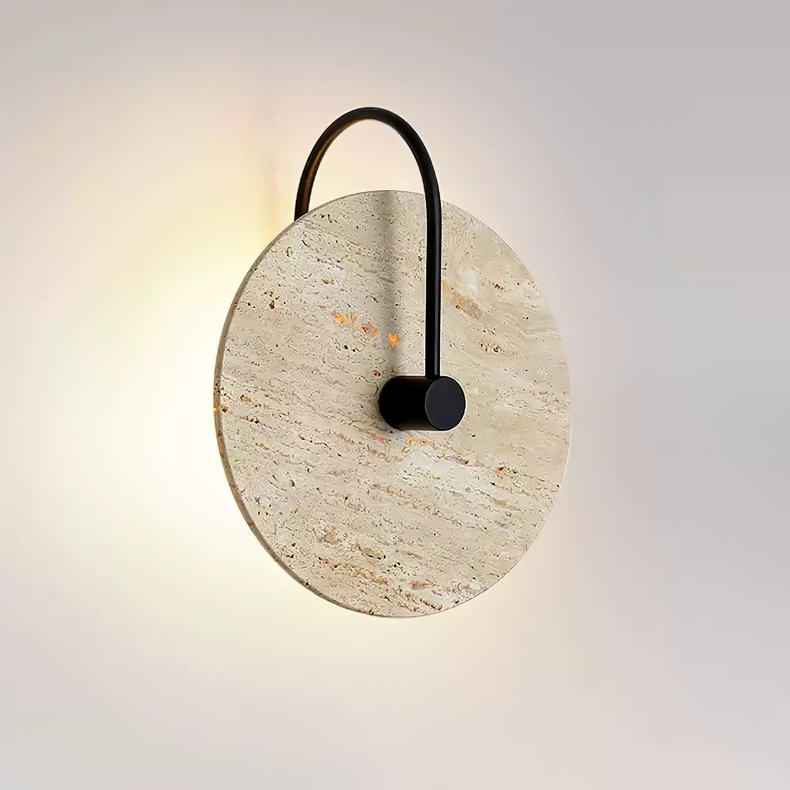 Round Wall Lamp | Travertine & Alabaster Stone | Yellow Finish