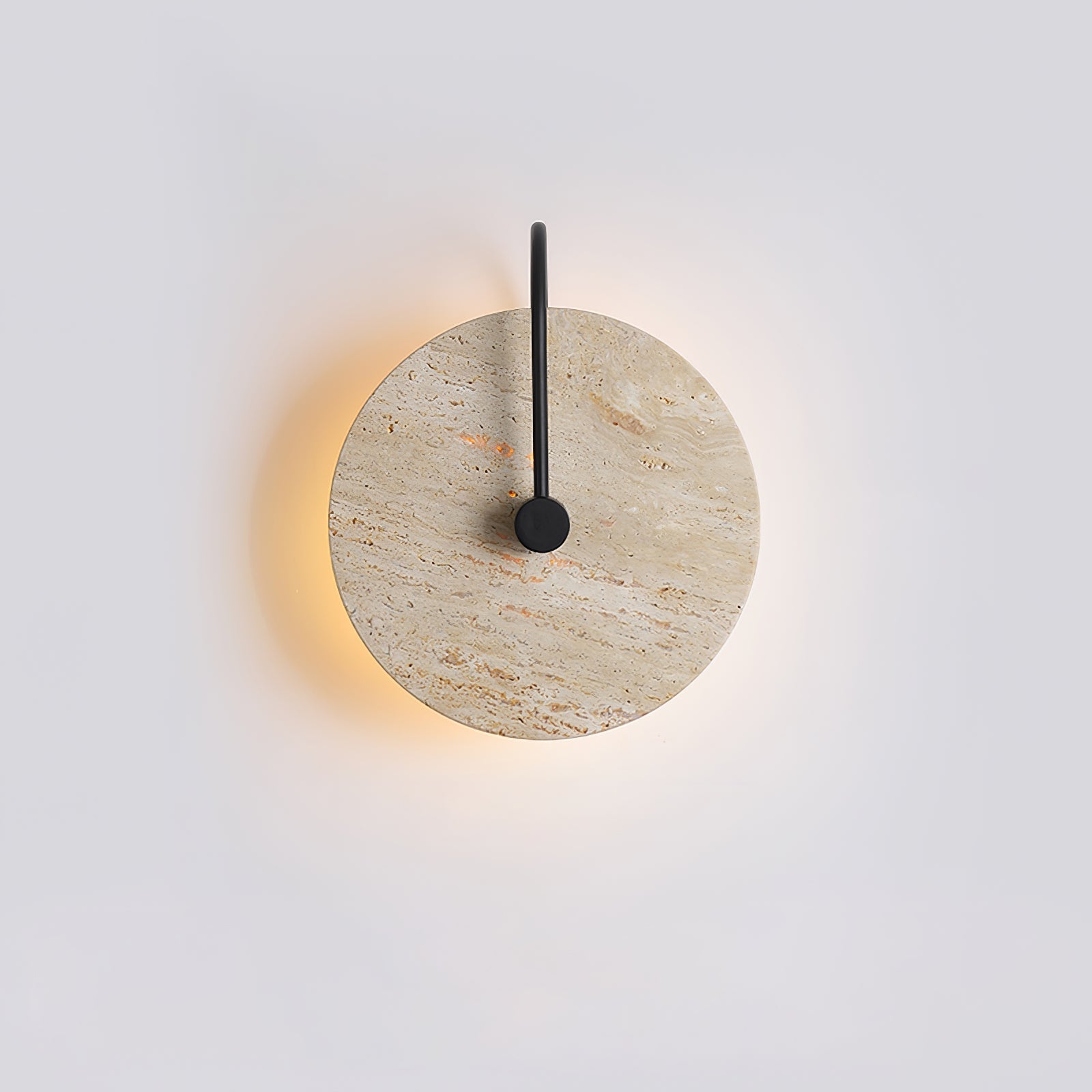 Round Wall Lamp | Travertine & Alabaster Stone | Yellow Finish