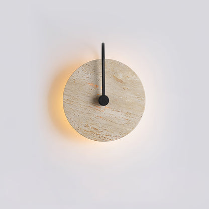 Round Wall Lamp | Travertine & Alabaster Stone | Yellow Finish