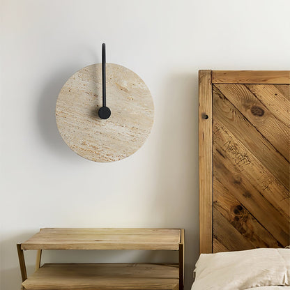 Round Wall Lamp | Travertine & Alabaster Stone | Yellow Finish