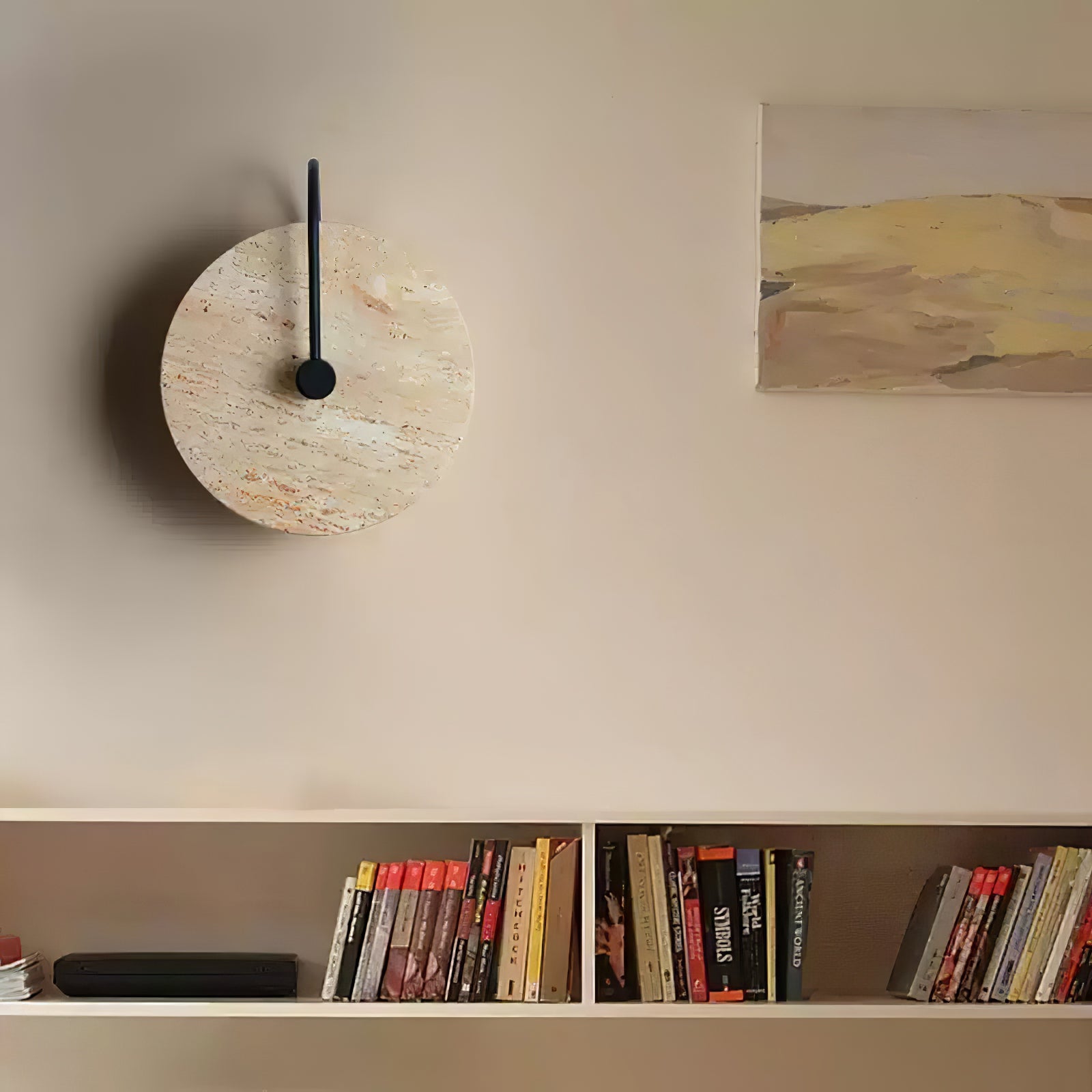 Round Wall Lamp | Travertine & Alabaster Stone | Yellow Finish
