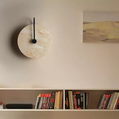 Round Wall Lamp | Travertine & Alabaster Stone | Yellow Finish