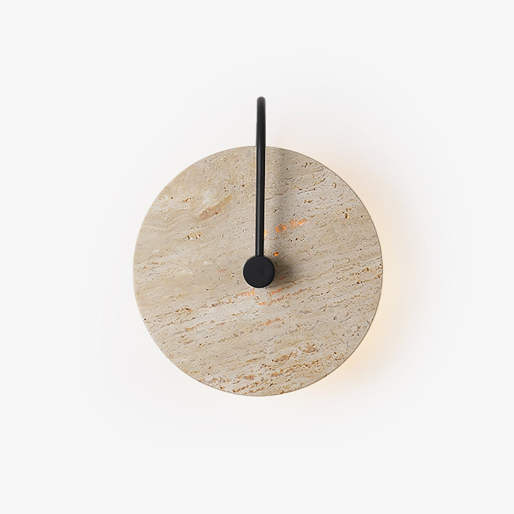 Round Wall Lamp | Travertine & Alabaster Stone | Yellow Finish