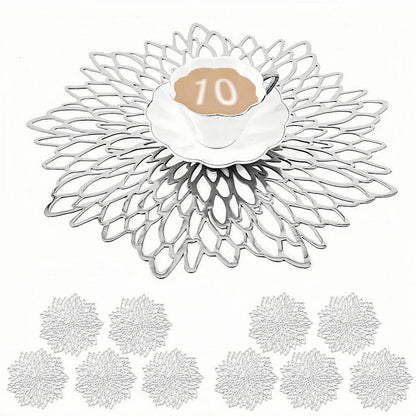 Round Silver Placemats & Coaster Set | Durable Pressed Vinyl | 15.5"