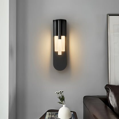 Rousseau Wall Lamp | Frosted Glass & Brass Accents | Gold or Black