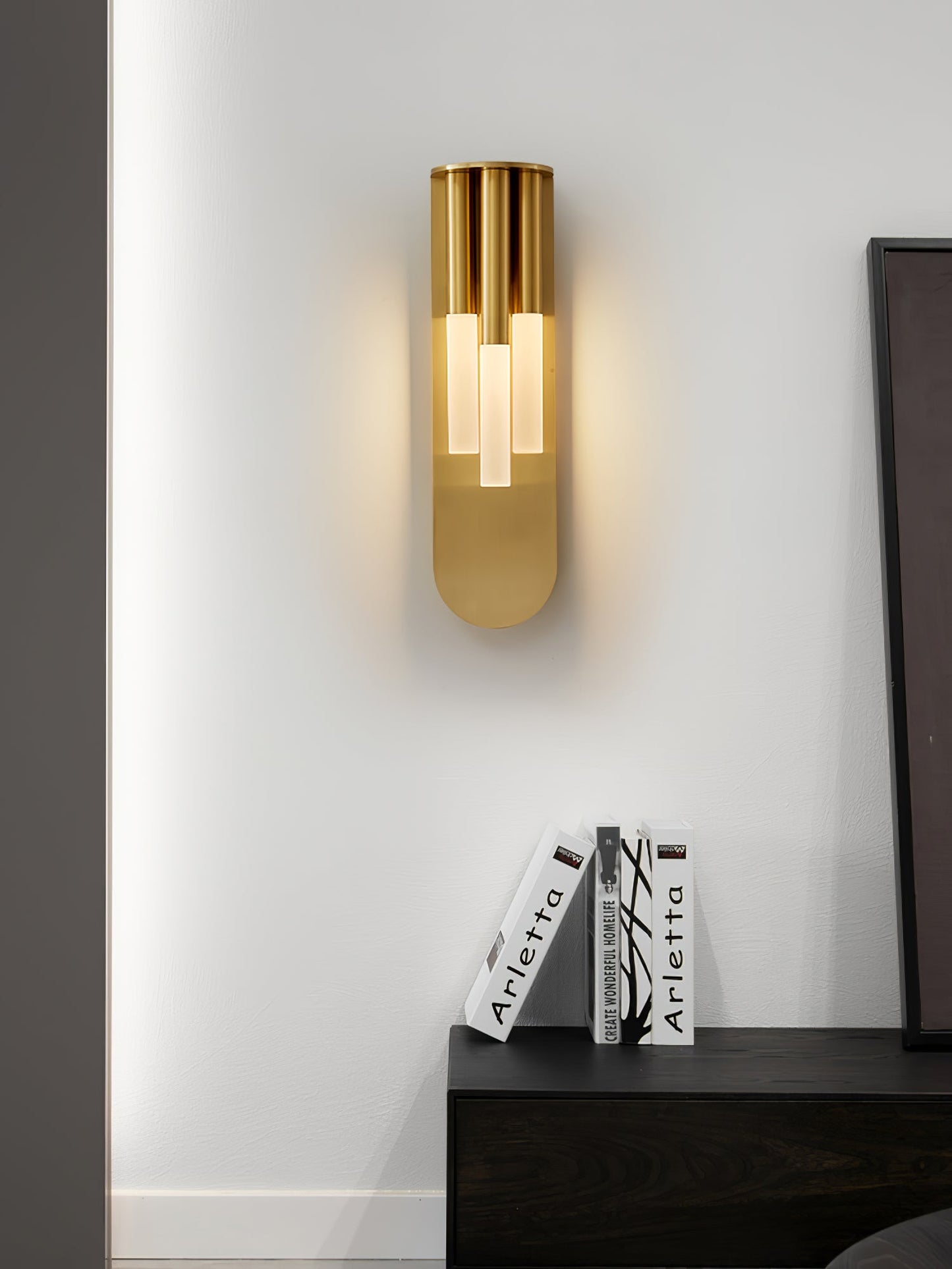 Rousseau Wall Lamp | Frosted Glass & Brass Accents | Gold or Black