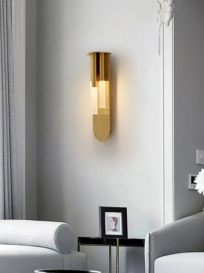 Rousseau Wall Lamp | Frosted Glass & Brass Accents | Gold or Black