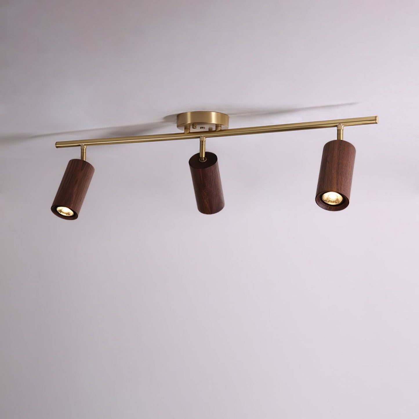 Rowan Ceiling Light | Wooden Finish & Gold Frame | Multiple Heads Available