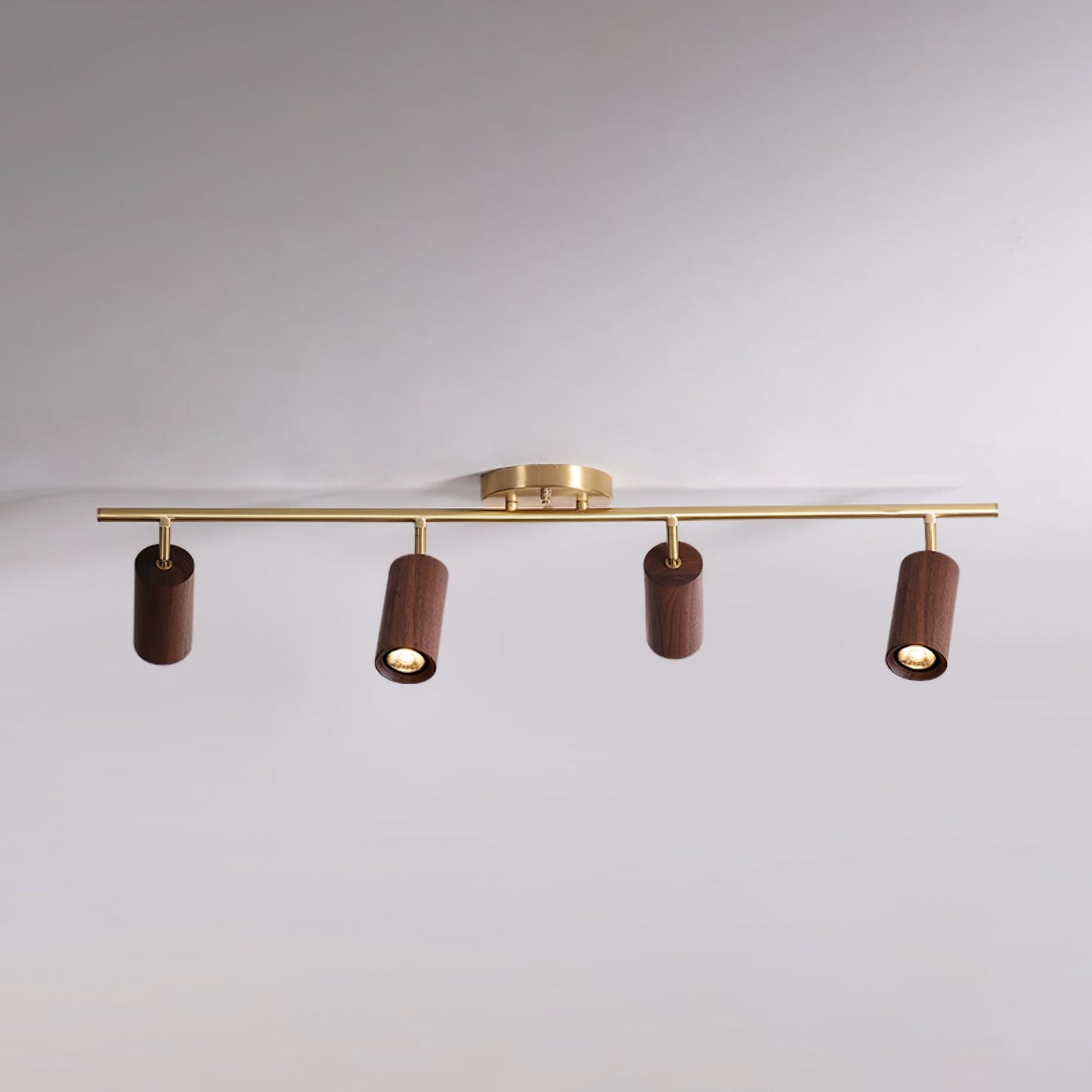 Rowan Ceiling Light | Wooden Finish & Gold Frame | Multiple Heads Available