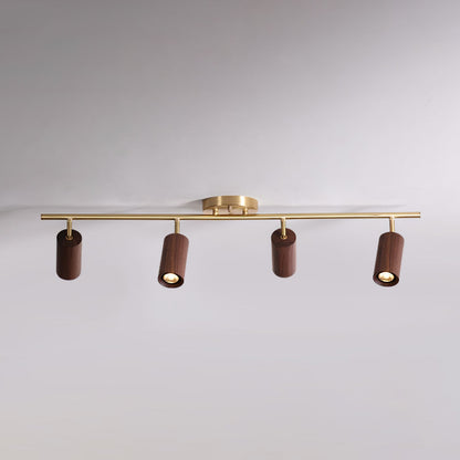 Rowan Ceiling Light | Wooden Finish & Gold Frame | Multiple Heads Available