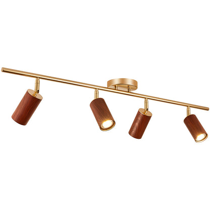 Rowan Ceiling Light | Wooden Finish & Gold Frame | Multiple Heads Available