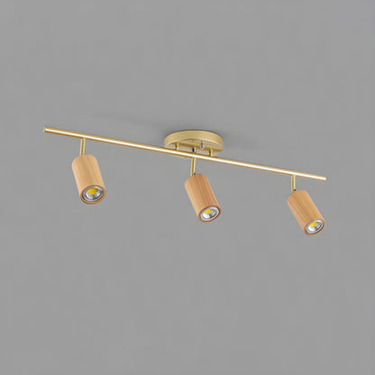 Rowan Ceiling Light | Wooden Finish & Gold Frame | Multiple Heads Available
