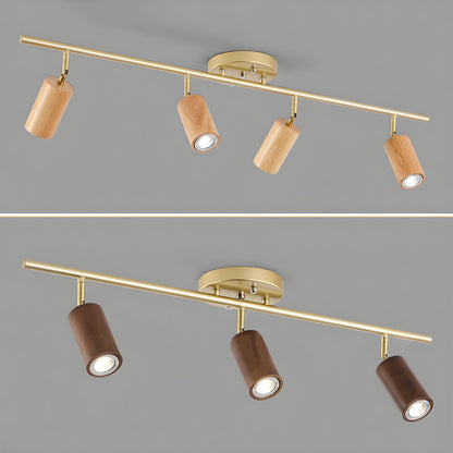 Rowan Ceiling Light | Wooden Finish & Gold Frame | Multiple Heads Available