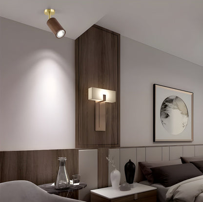 Rowan Ceiling Light | Wooden Finish & Gold Frame | Multiple Heads Available