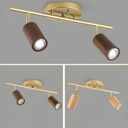 Rowan Ceiling Light | Wooden Finish & Gold Frame | Multiple Heads Available