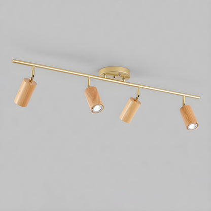 Rowan Ceiling Light | Wooden Finish & Gold Frame | Multiple Heads Available