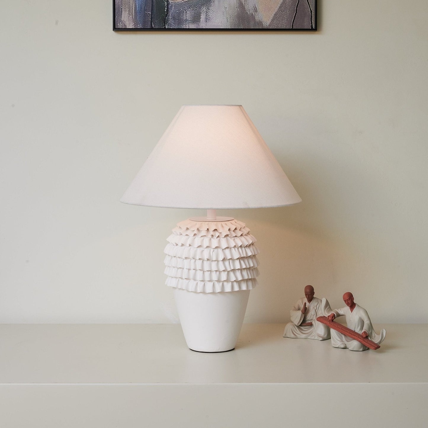 Ceramic Table Lamp | Ruffle Design | White
