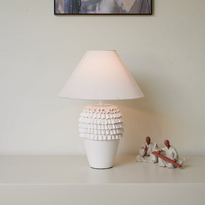 Ceramic Table Lamp | Ruffle Design | White
