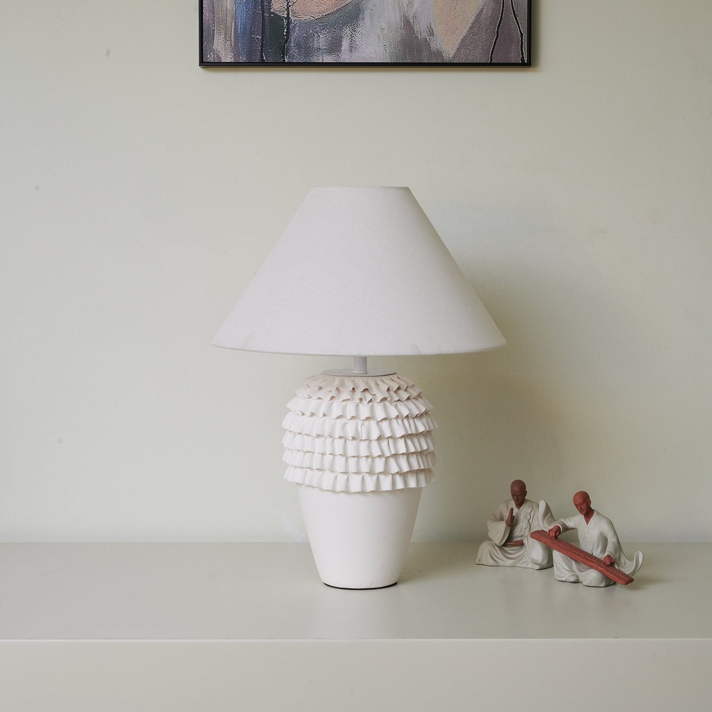 Ceramic Table Lamp | Ruffle Design | White