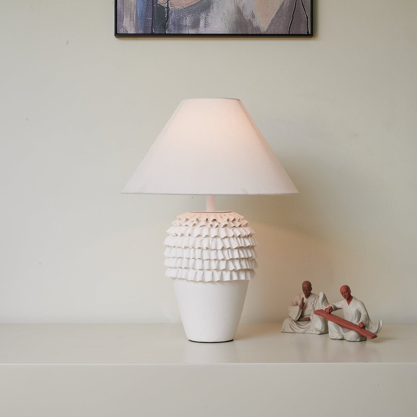 Ceramic Table Lamp | Ruffle Design | White