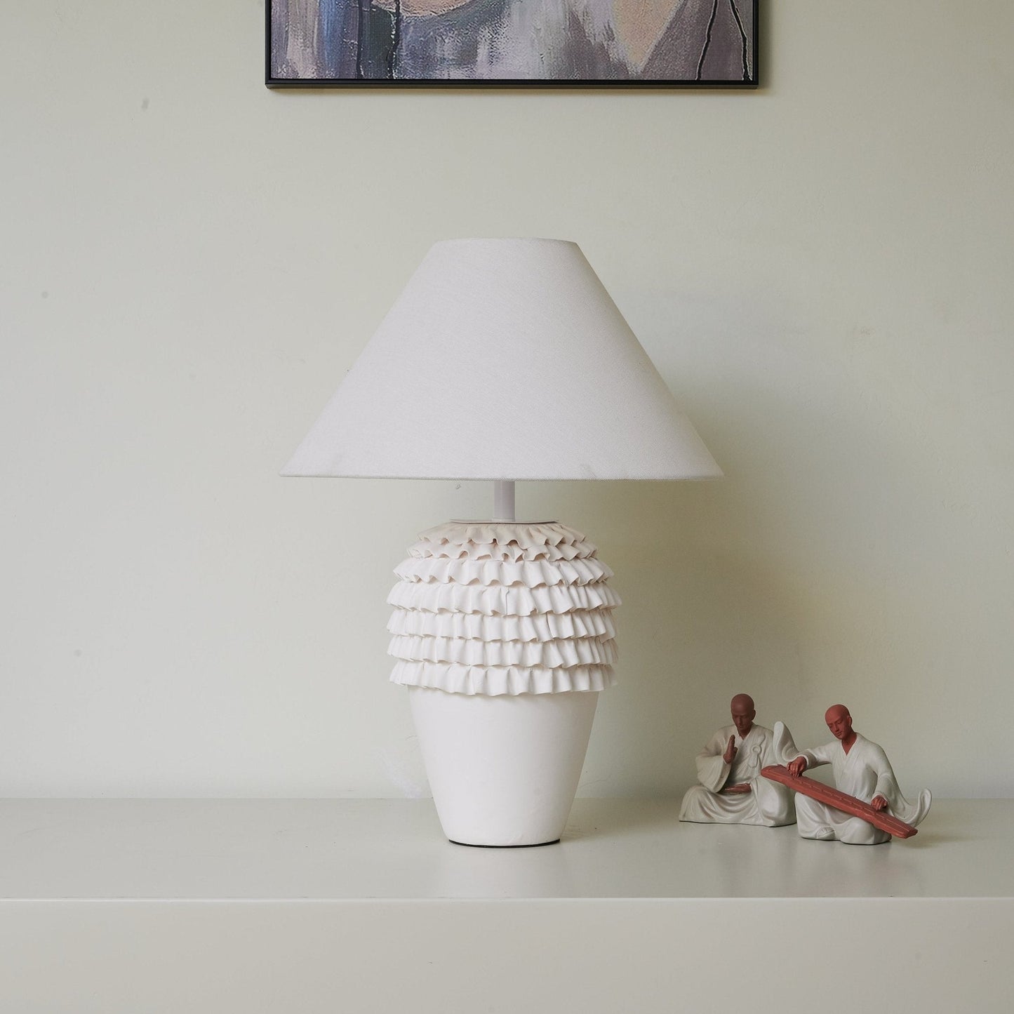 Ceramic Table Lamp | Ruffle Design | White