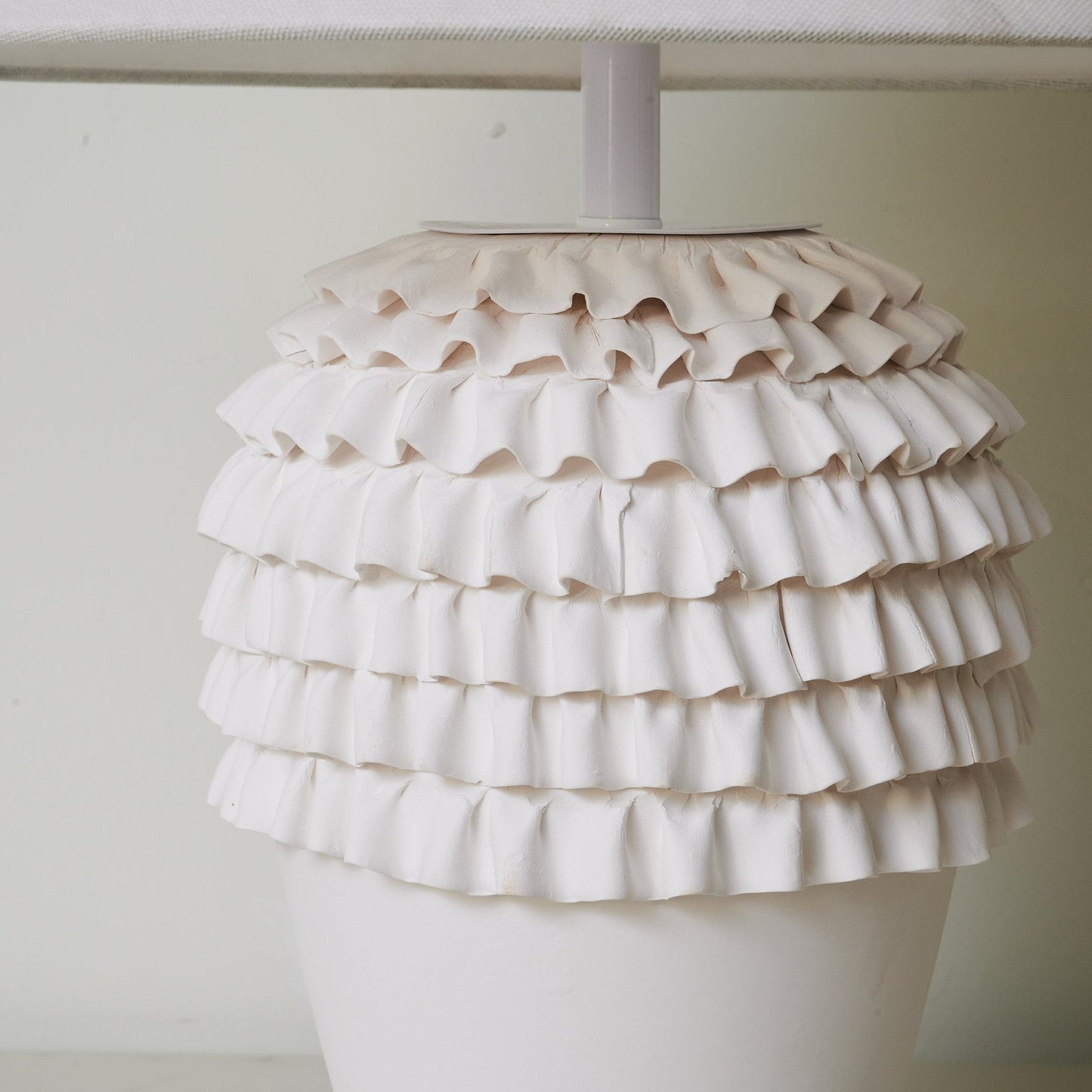 Ceramic Table Lamp | Ruffle Design | White