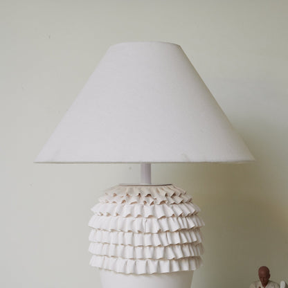 Ceramic Table Lamp | Ruffle Design | White