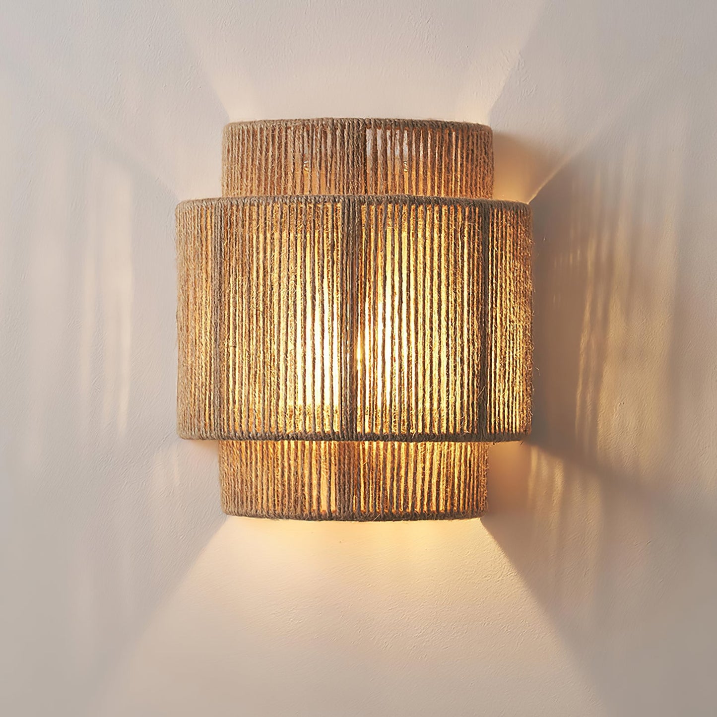 Rustic Weave Wall Lamp | Handwoven Hemp Rope | Natural Color