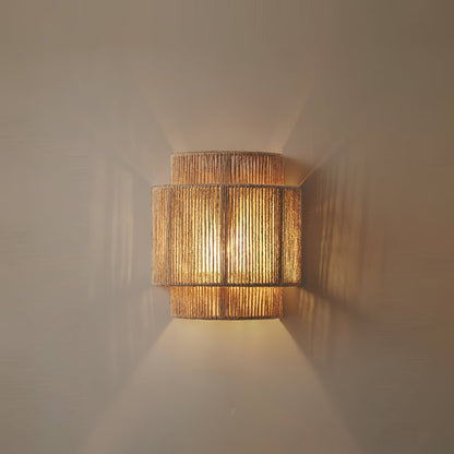 Rustic Weave Wall Lamp | Handwoven Hemp Rope | Natural Color