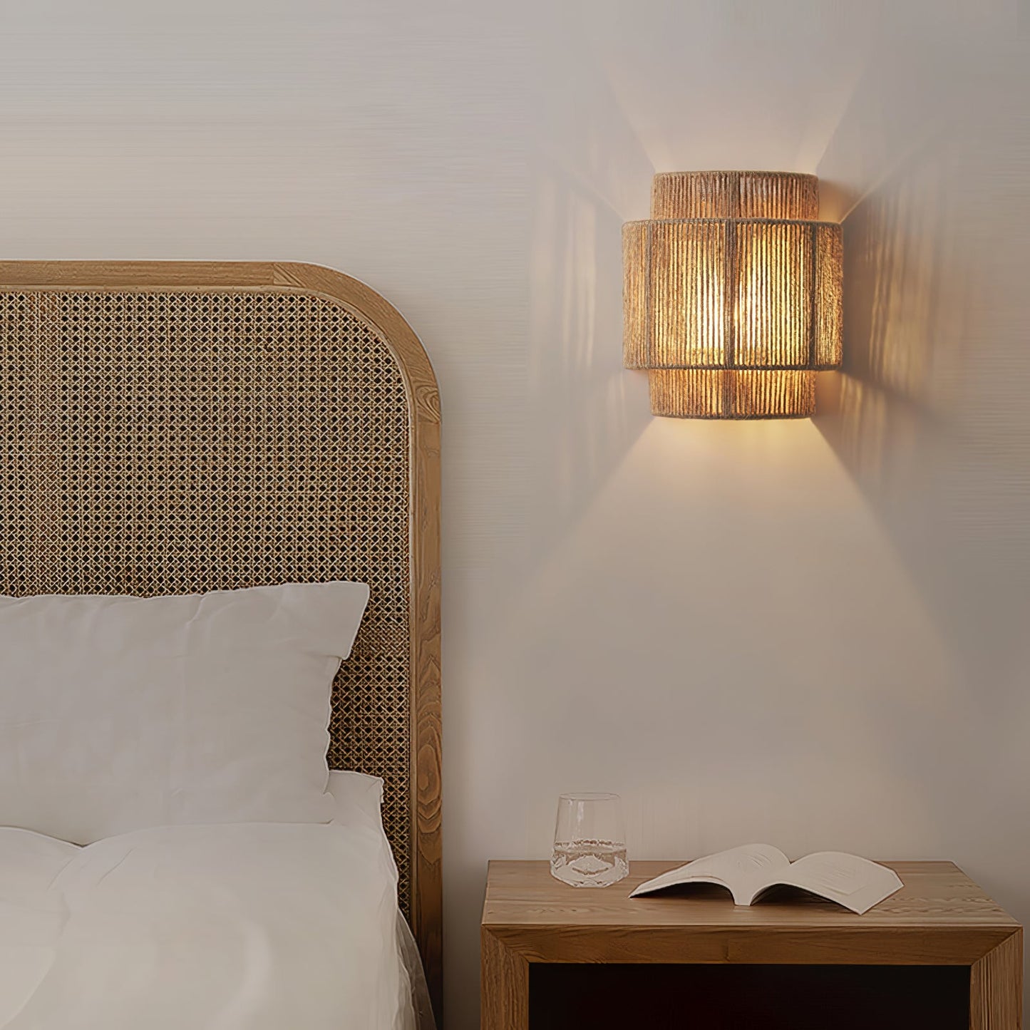 Rustic Weave Wall Lamp | Handwoven Hemp Rope | Natural Color