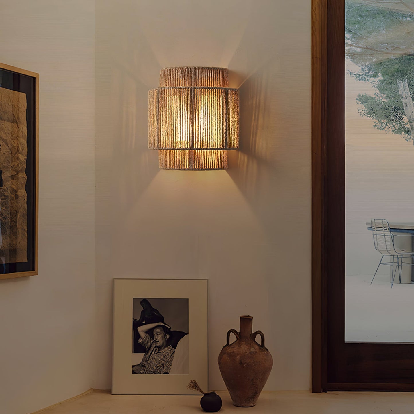 Rustic Weave Wall Lamp | Handwoven Hemp Rope | Natural Color