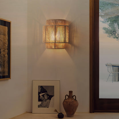 Rustic Weave Wall Lamp | Handwoven Hemp Rope | Natural Color